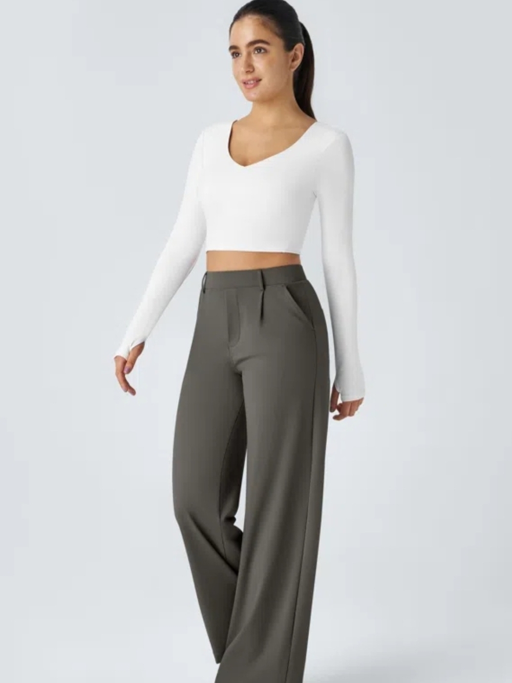 NWOT HALARA High-Rise Pants in Deep Gray